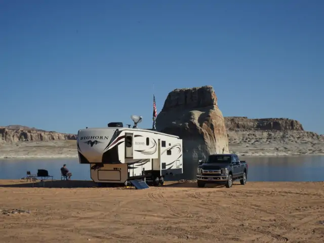 A rv parked in the desert. RV Lifestyle Experts